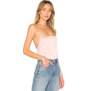 NEW by the way. Brenna Pink Blush Satin Satin Halter Top
